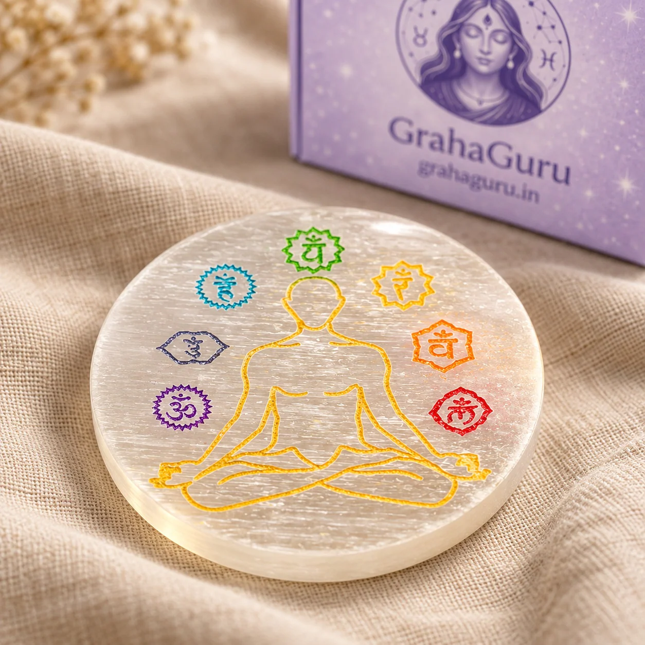 7 Chakra Selenite Plate 3