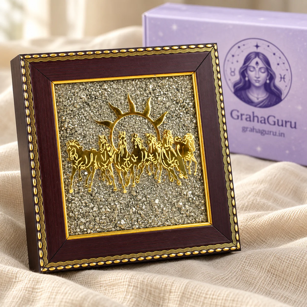 7 Horses on Raw Pyrite Frame 3