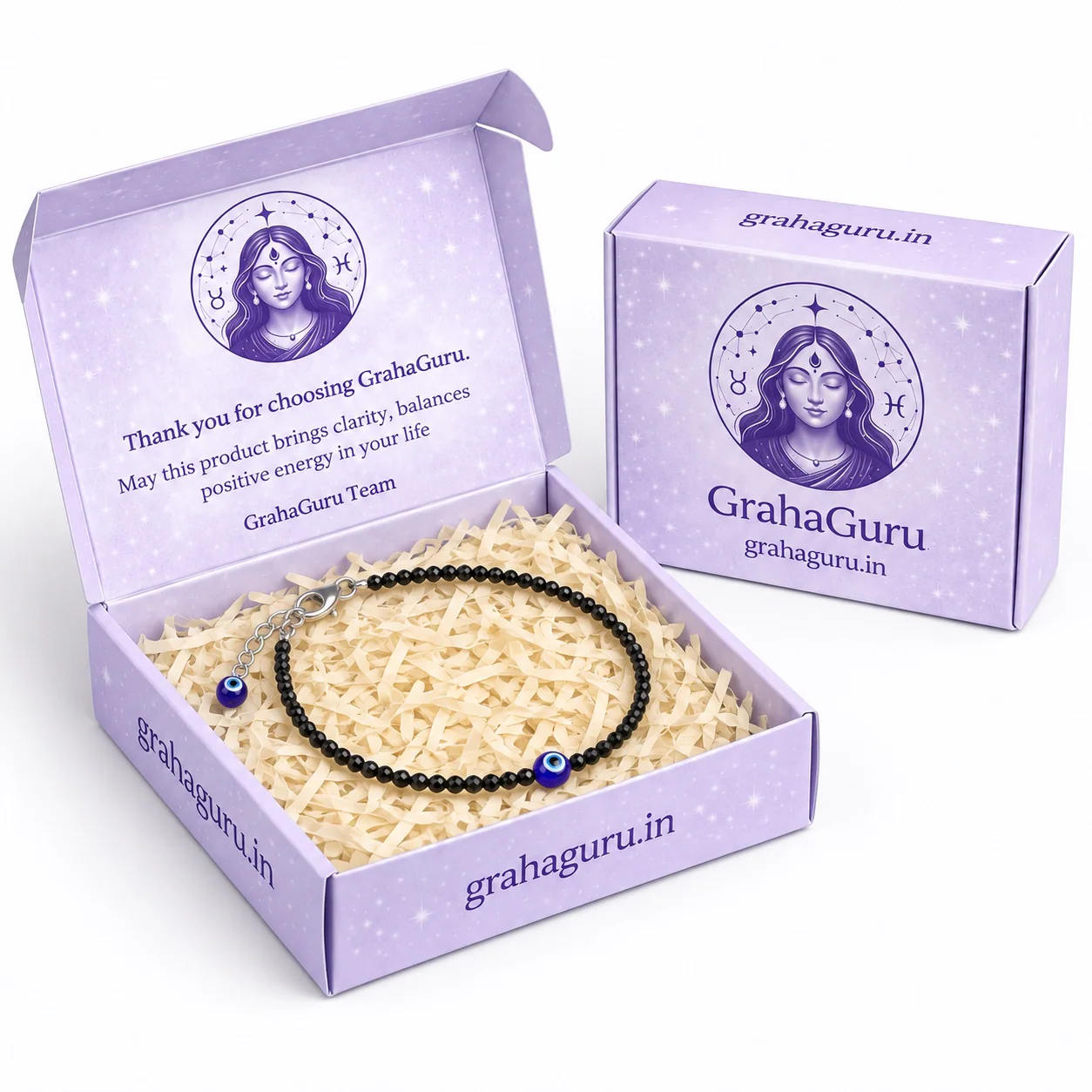 Black Tourmaline Anklet with Evil Eye Charm