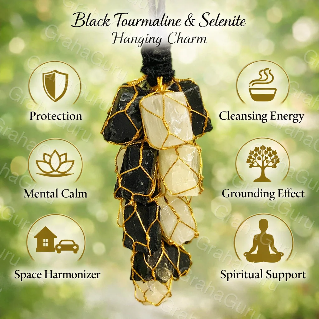 Black Tourmaline & Selenite Hanging 4