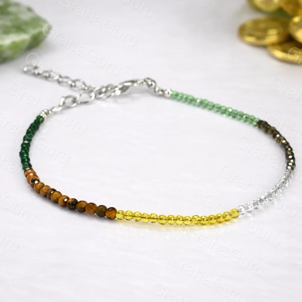 Pyrite, Citrine & Tiger Eye Stone Anklet