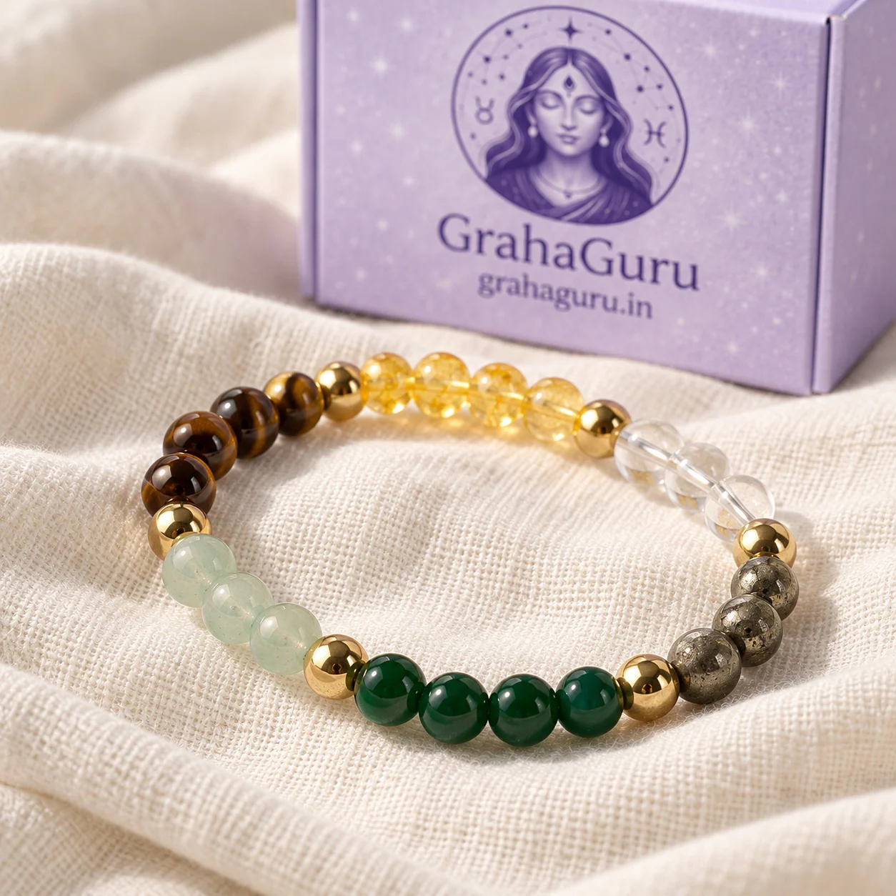 Six-Stone Gemstone Bracelet (Women - 6 mm Beads) 3