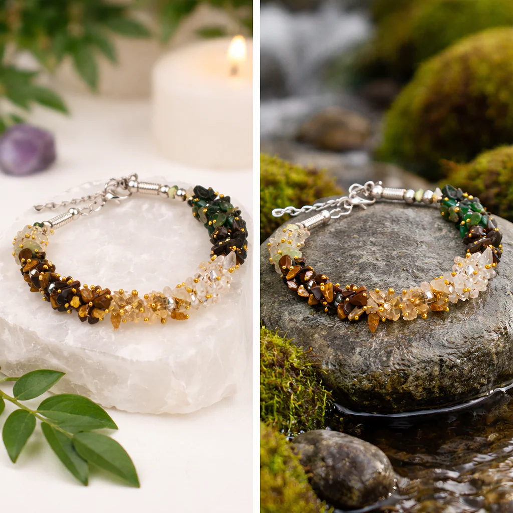 Pyrite, Citrine & Tiger Eye Chips Bracelet 5