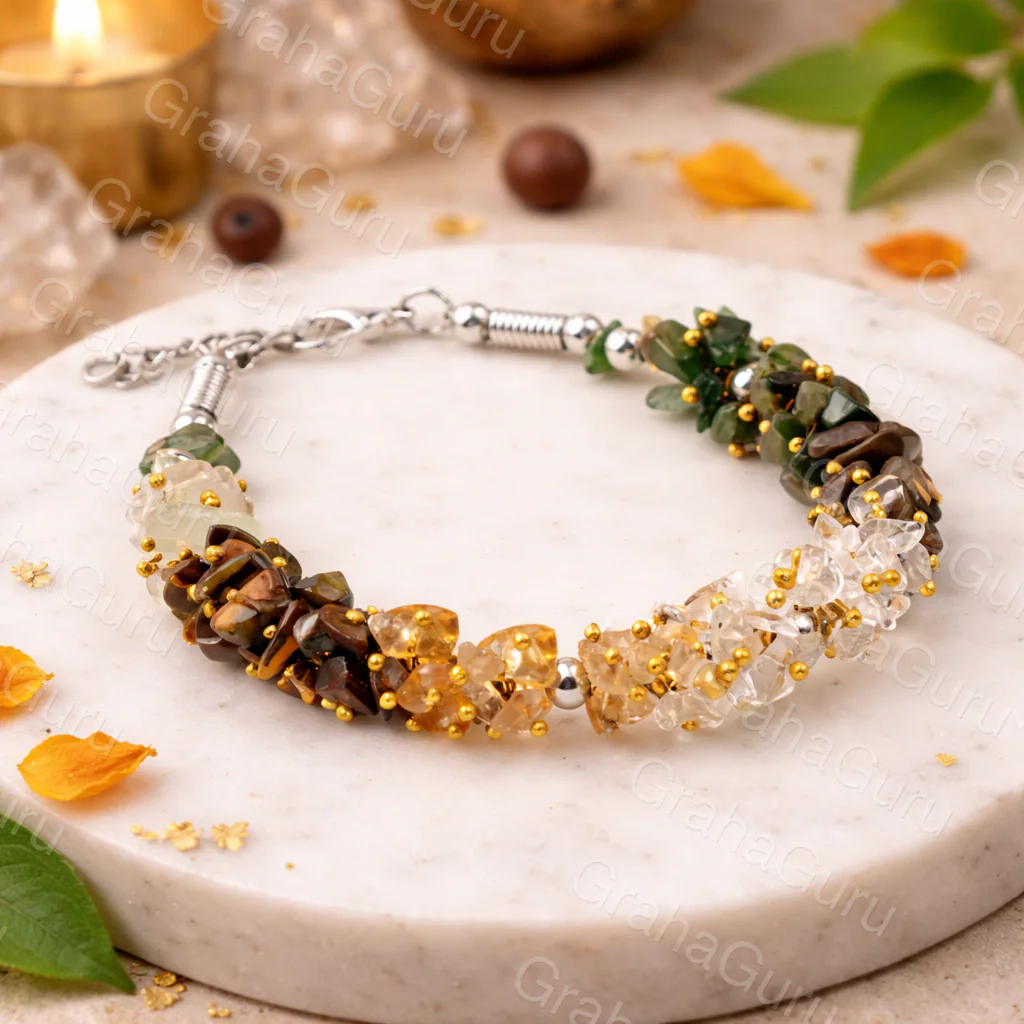 Pyrite, Citrine & Tiger Eye Chips Bracelet