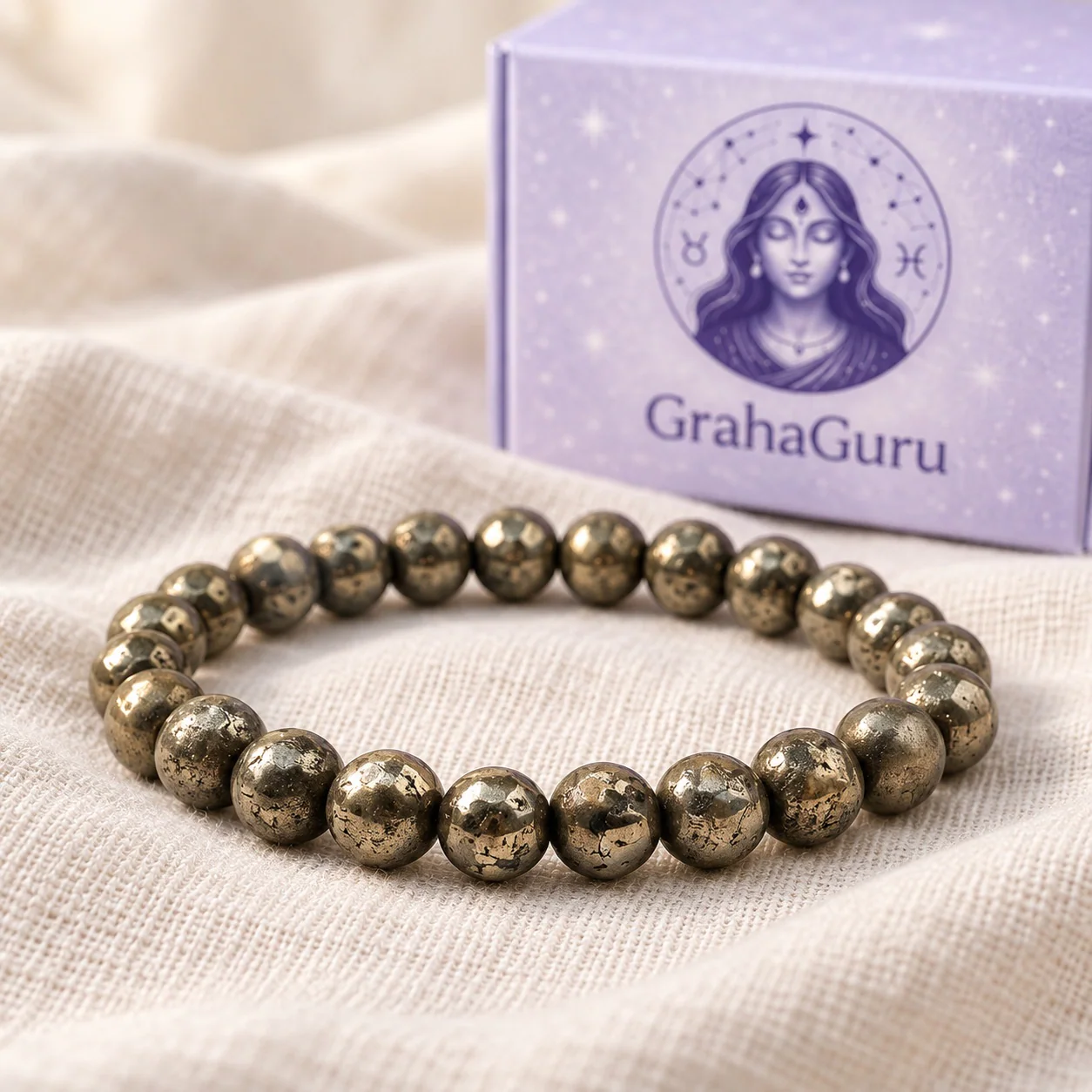 Raw Pyrite Bracelet (7-8 mm Beads) 3