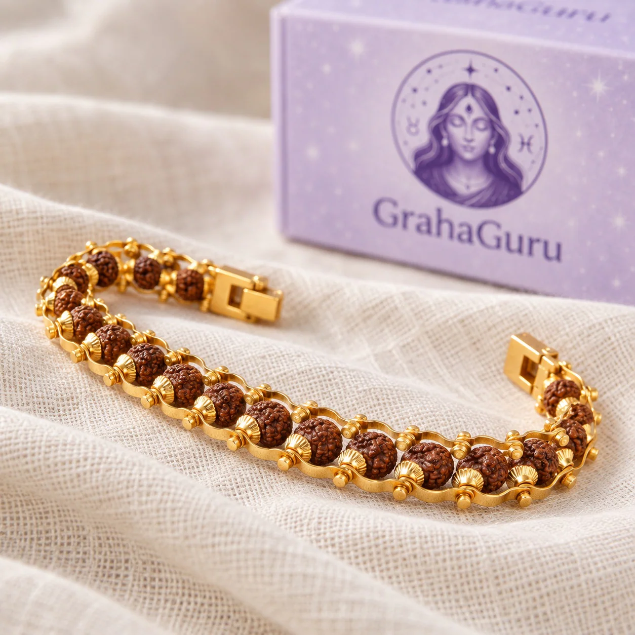 Gold Plated Rudraksha Bracelet 3