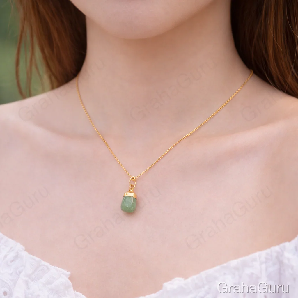 Green Aventurine Natural Stone Pendant with chain - Image 2