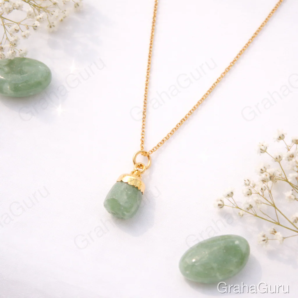 Green Aventurine Natural Stone Pendant with chain