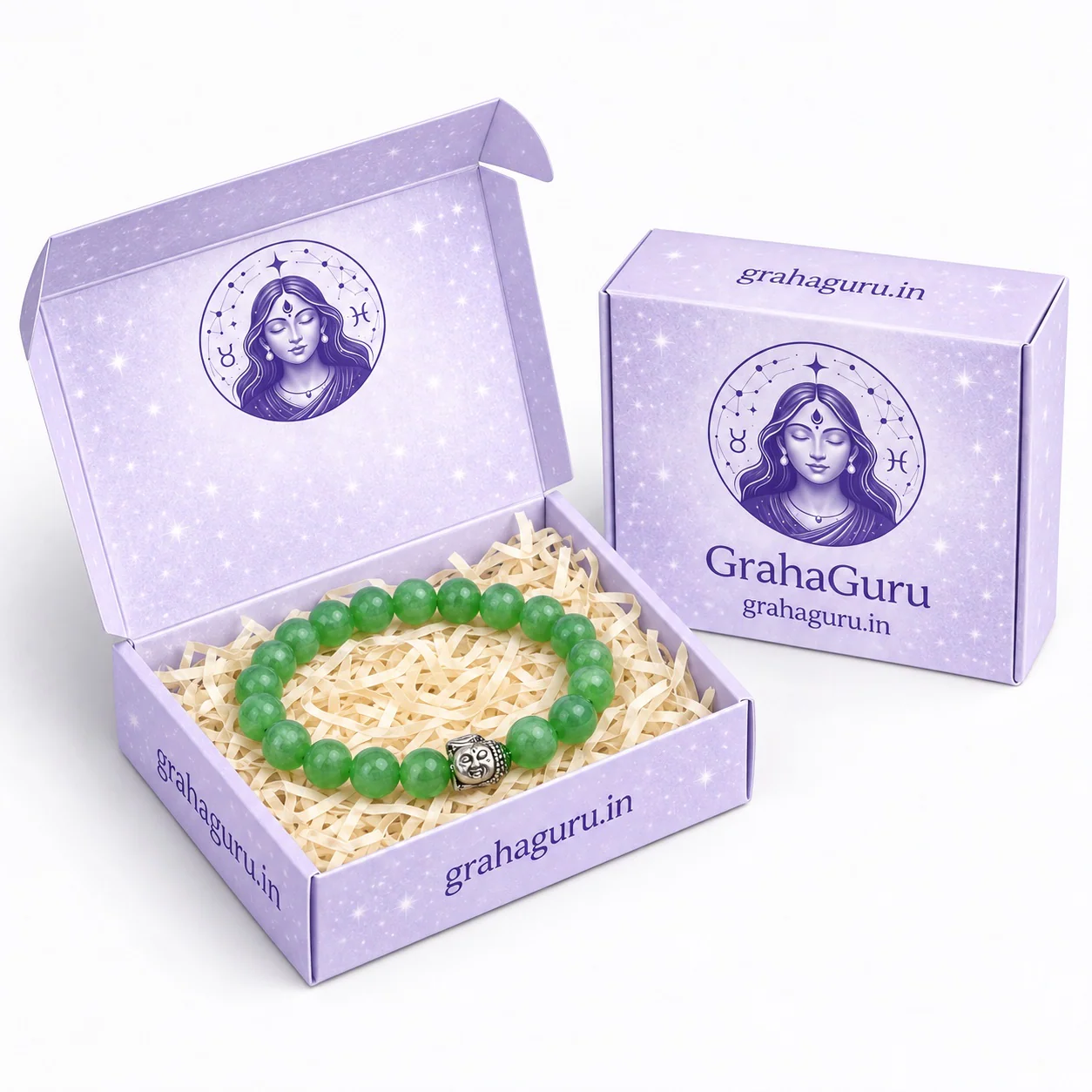 Green Jade Bead Bracelet with Buddha Charm