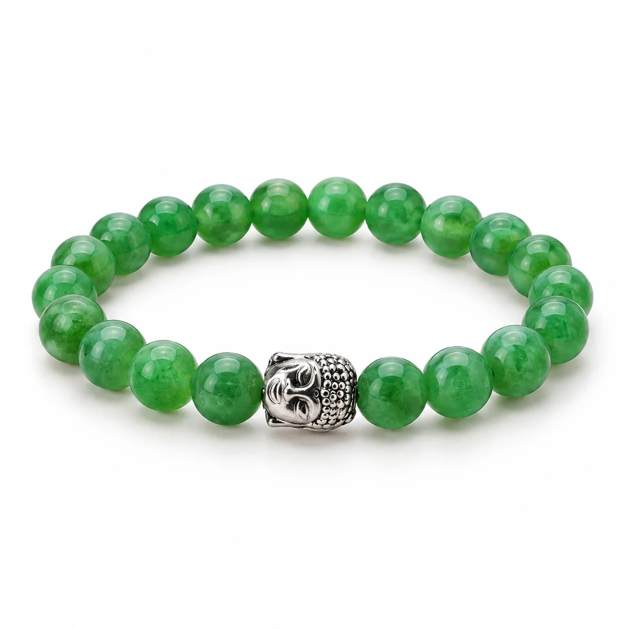 Green Jade Bead Bracelet with Buddha Charm 2