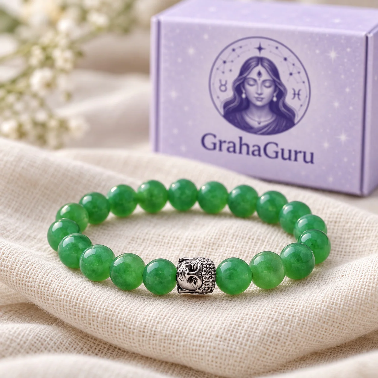Green Jade Bead Bracelet with Buddha Charm 3
