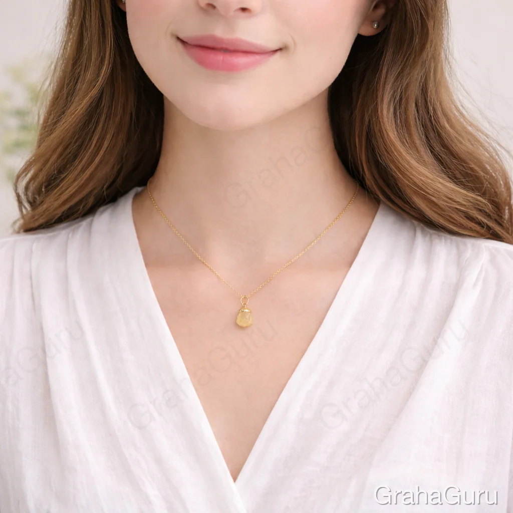 Natural Citrine Stone Pendant with chain - Image 2
