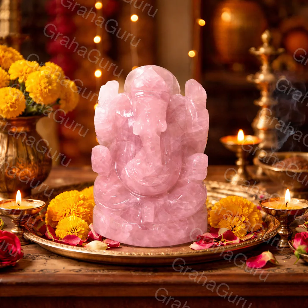 Natural Rose Quartz Lord Ganehsa Idol 2