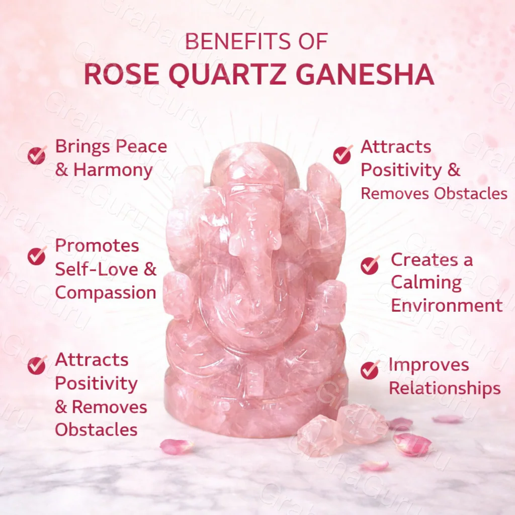 Natural Rose Quartz Lord Ganehsa Idol 3