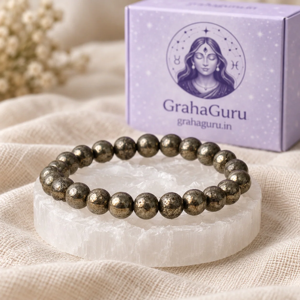 Raw Pyrite Bracelet with Raw Selenite Plate 3