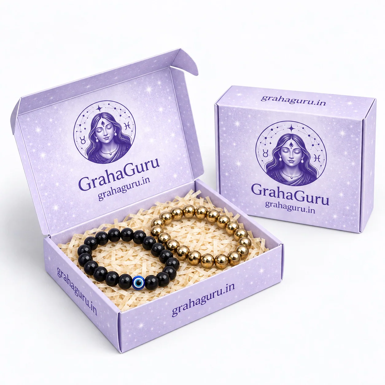 Set of 2 Crystal Bracelets with Charms