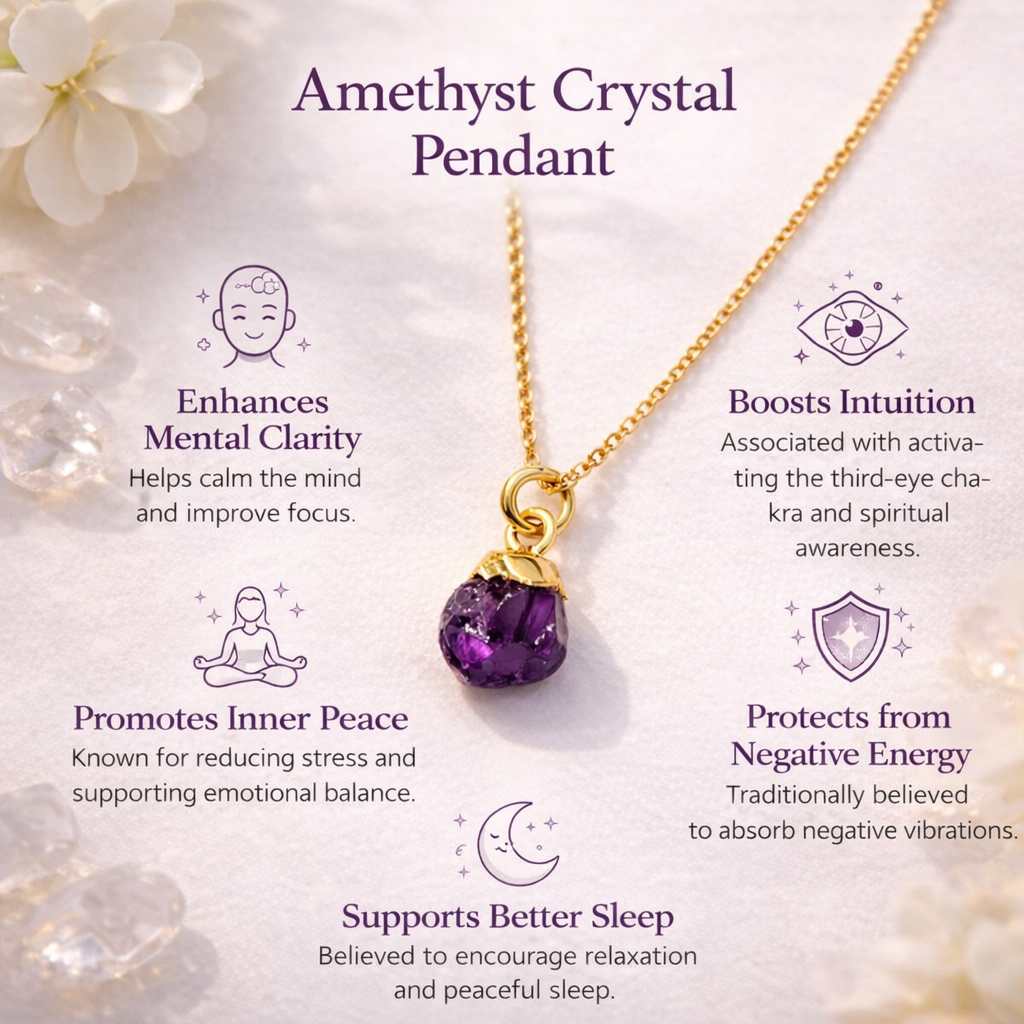 Amethyst Natural Stone Pendant with chain 4