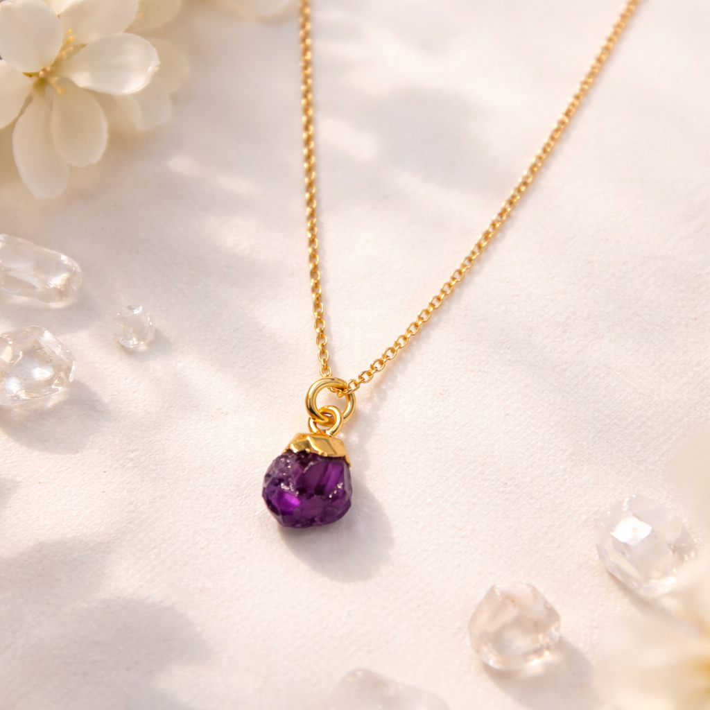 Amethyst Natural Stone Pendant with chain 6