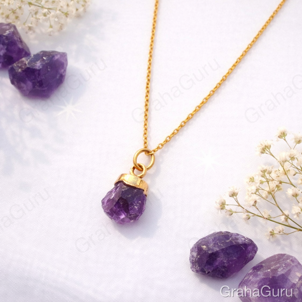 Amethyst Natural Stone Pendant with chain