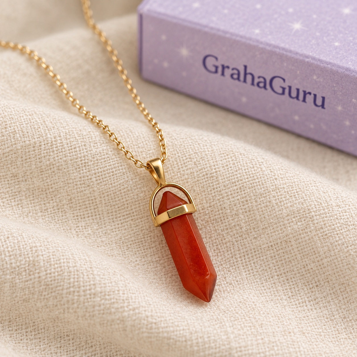 Aries Carnelian Pencil Pendant with Chain 3
