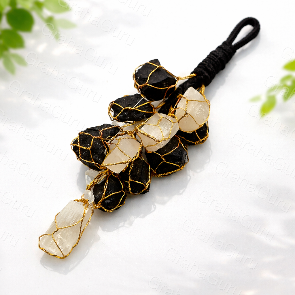 Black Tourmaline & Selenite Hanging