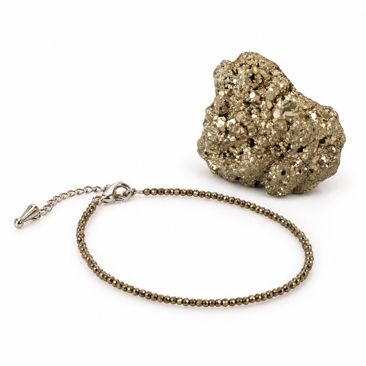 Mahalaxmi Combo - Raw Pyrite Anklet with Pyrite Stone 2