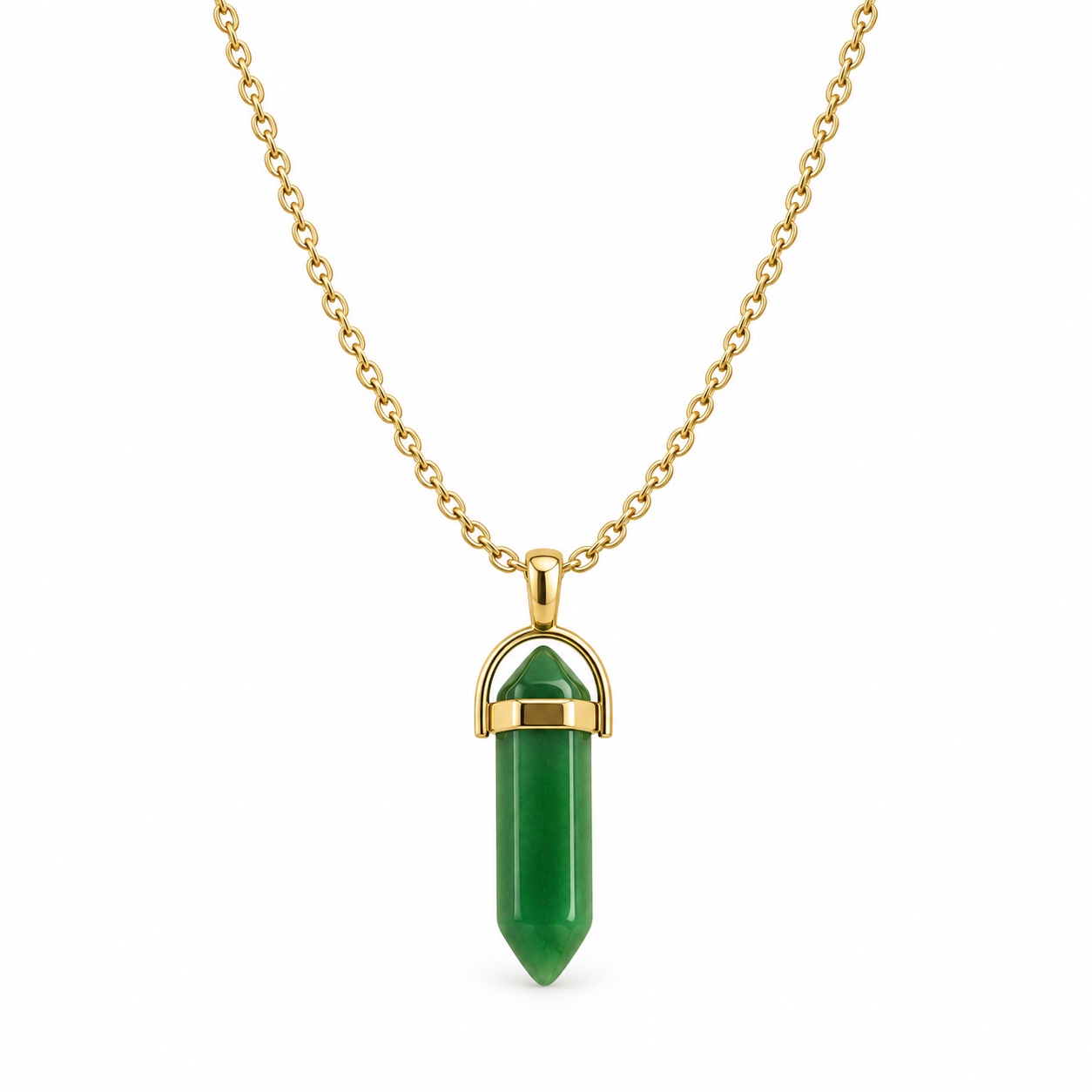 Pisces Green Jade Pencil Pendant with Chain 2