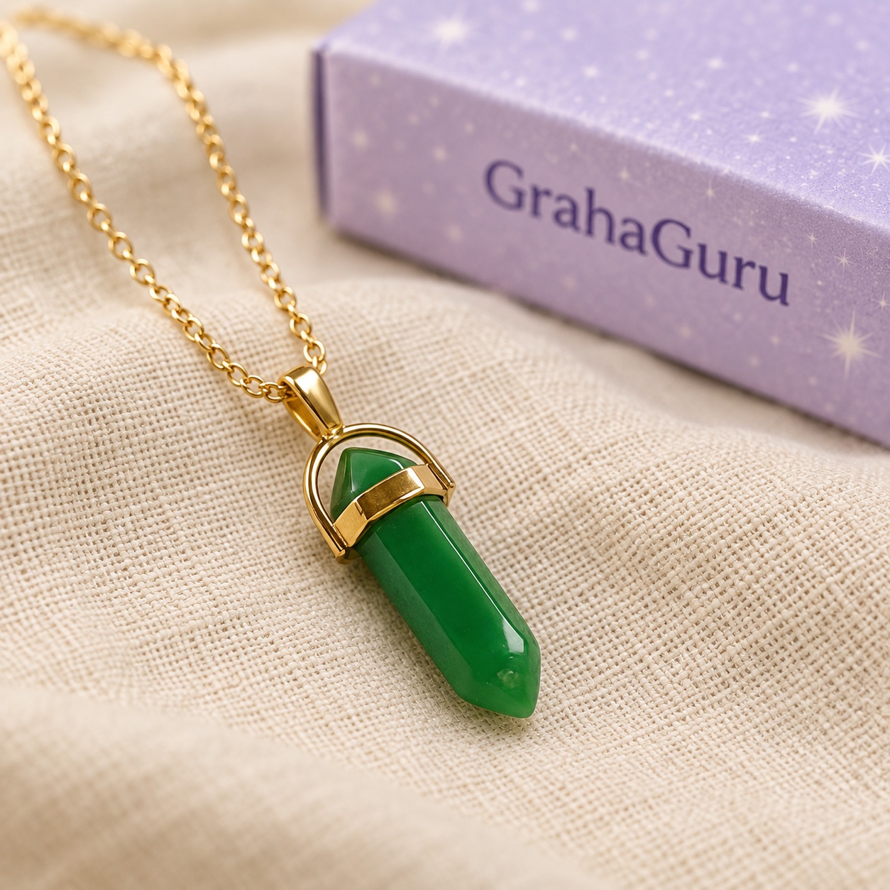 Pisces Green Jade Pencil Pendant with Chain 3