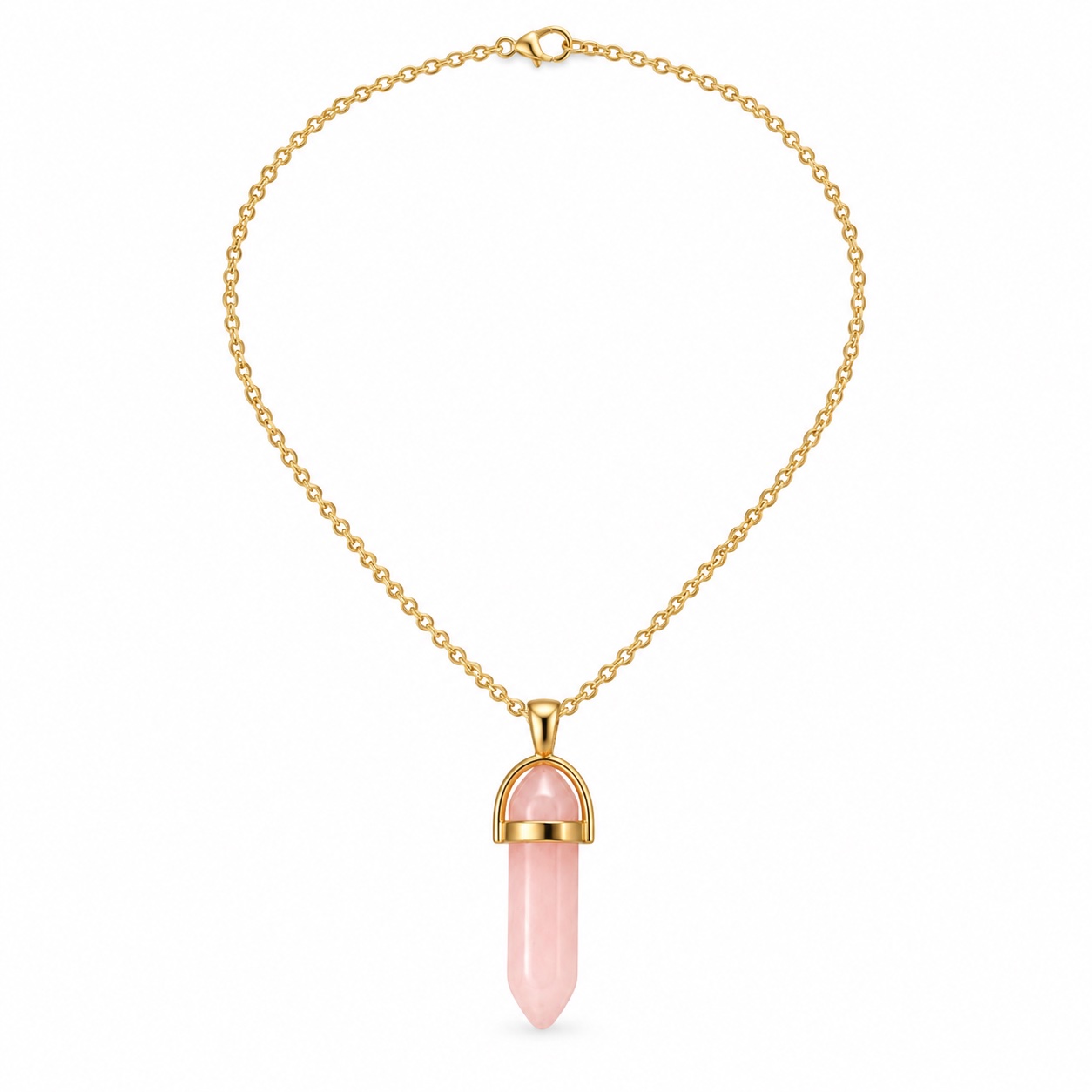 Taurus Rose Quartz Pencil Pendant with Chain 2