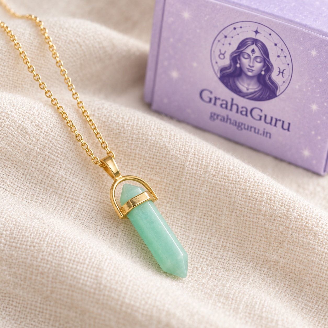 Virgo Amazonite Pencil Pendant with Chain 3